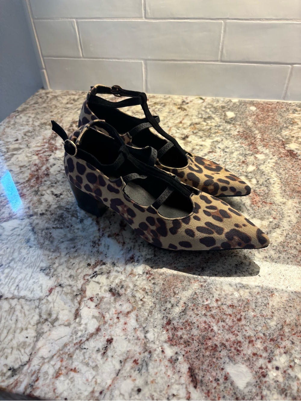 Leopard Print Pointed-Toe Block Heel Women’s Dress Pumps